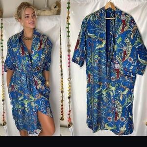 Kantha Robe Jacket Floral Kantha Robe Exotic Bird Lover Warm Gift